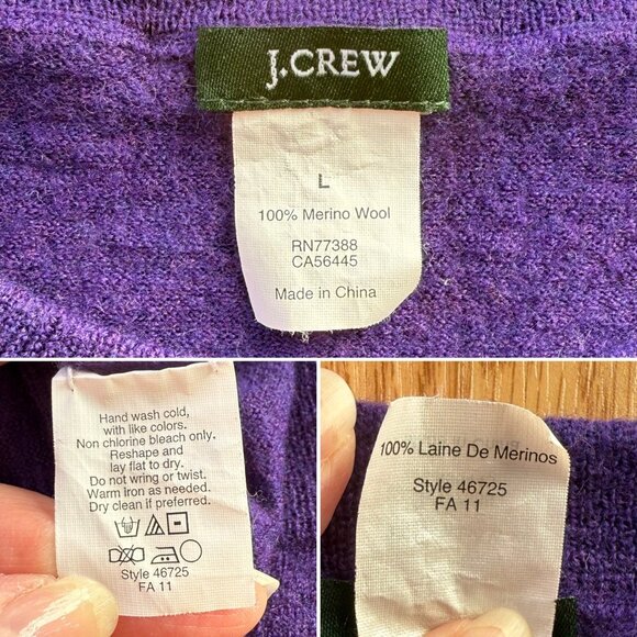 J Crew Womens Purple Merino Wool Sweater Size S-M with FLAWS - Picture 8 of 12